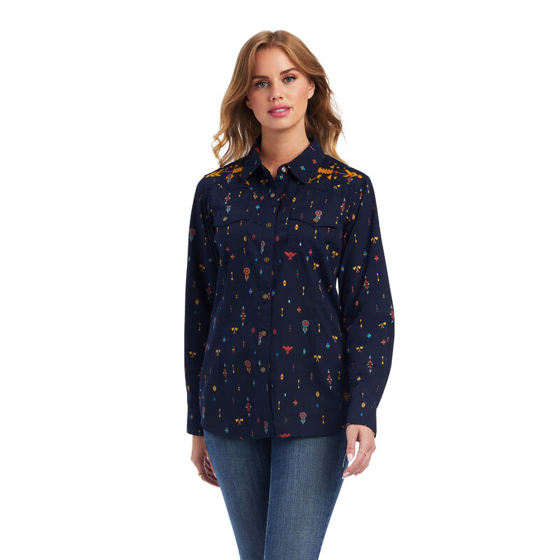 Ariat Hemden Damen - Real Dakota Snap Navy ( TBOEU-1872 )